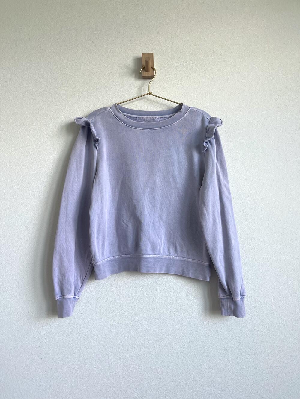 PAIGE Lorelai 100% Cotton Ruffle Sweatshirt - Hand Dyed Lavender Lilac